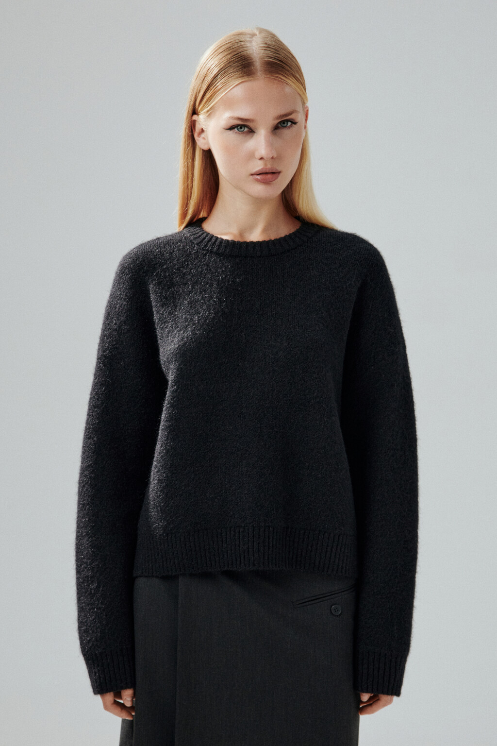Джемпер вязаный с шерстью - цвет черный - 3