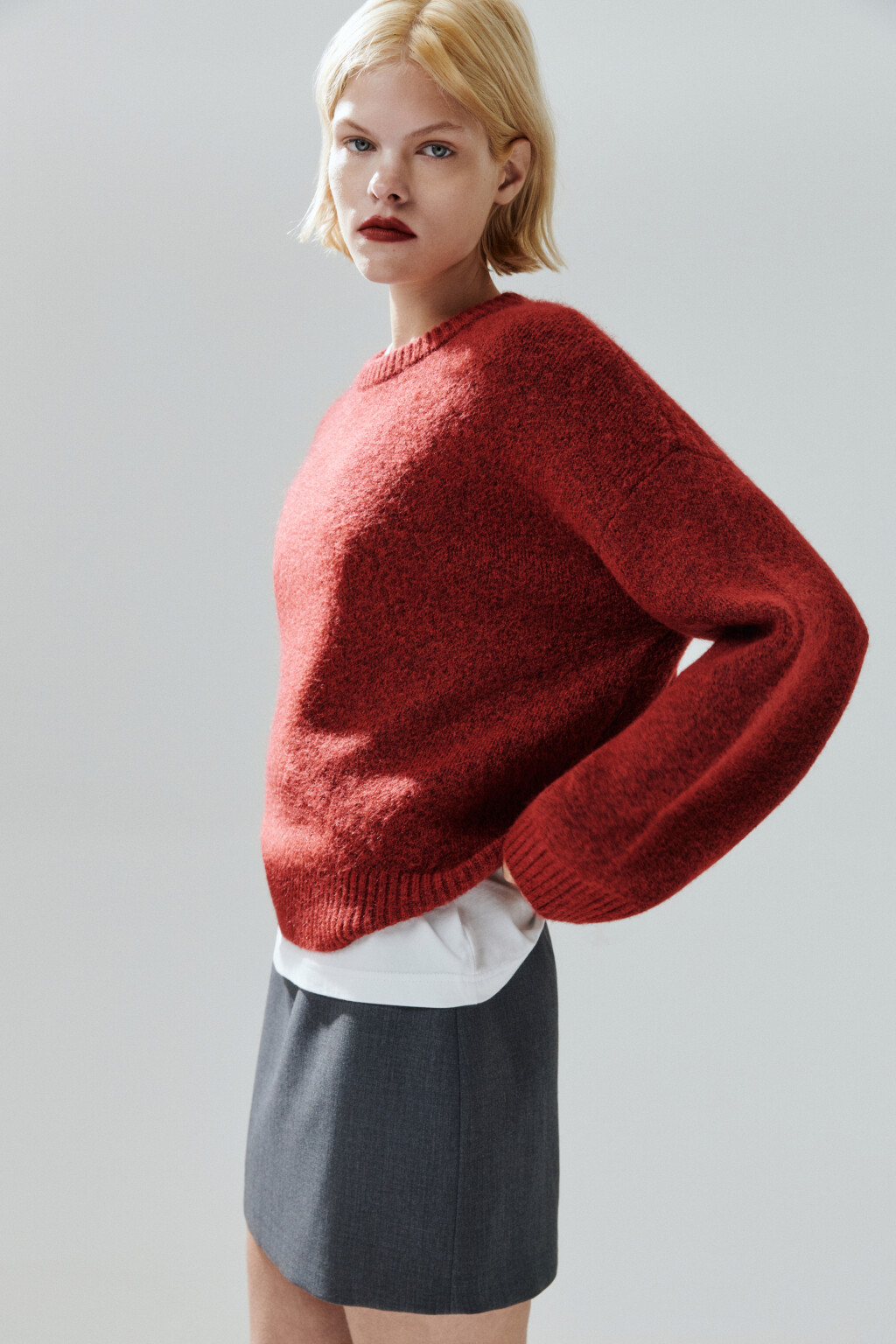 Джемпер вязаный с шерстью - цвет красный - 3