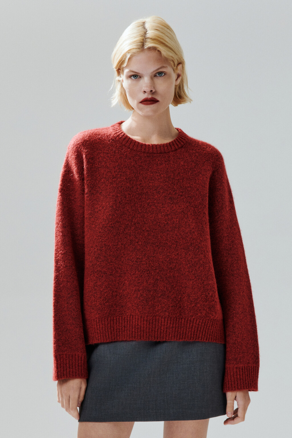 Джемпер вязаный с шерстью - цвет красный - 4