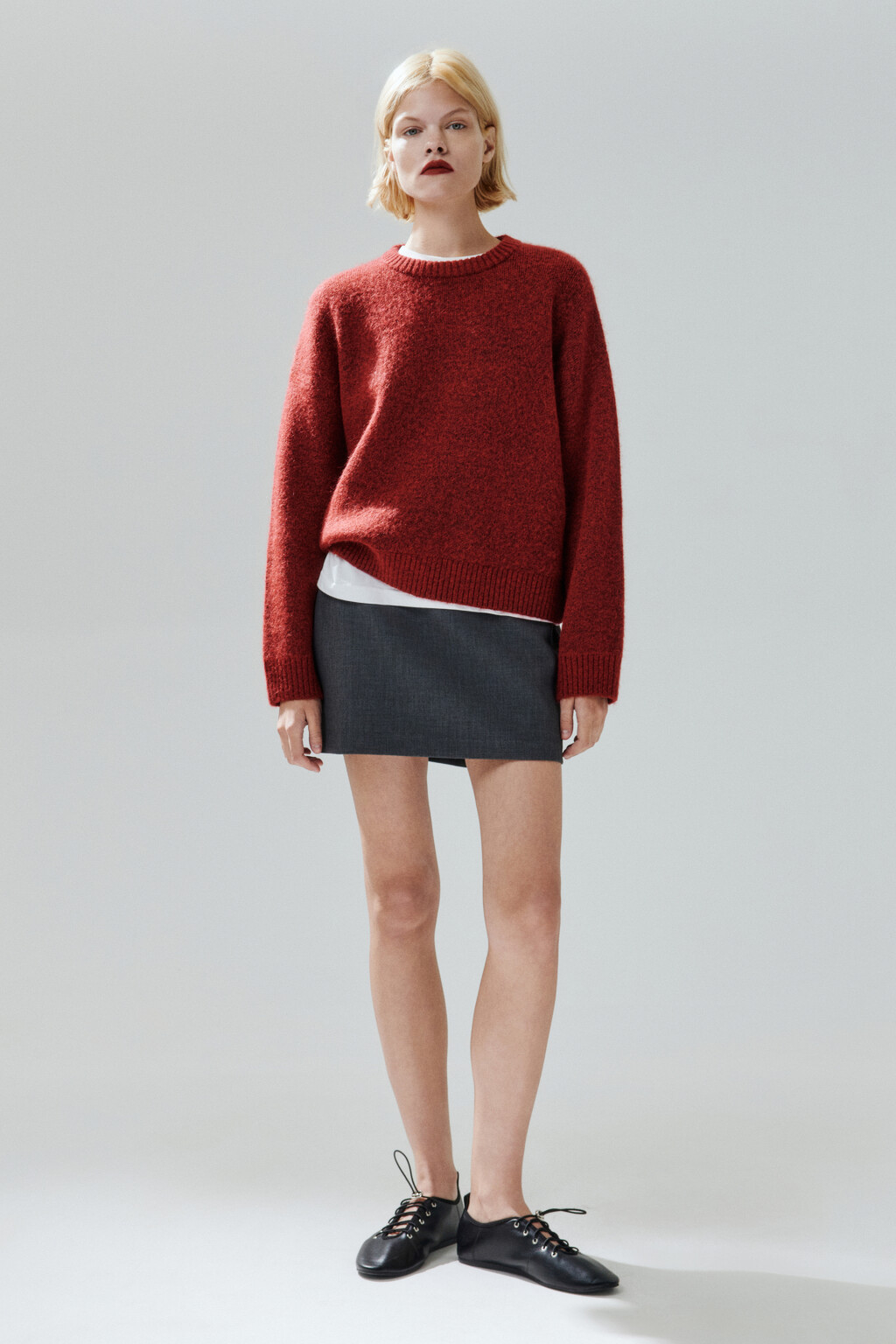 Джемпер вязаный с шерстью - цвет красный - 6