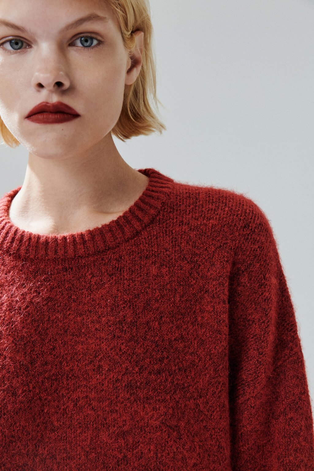 Джемпер вязаный с шерстью - цвет красный - 8