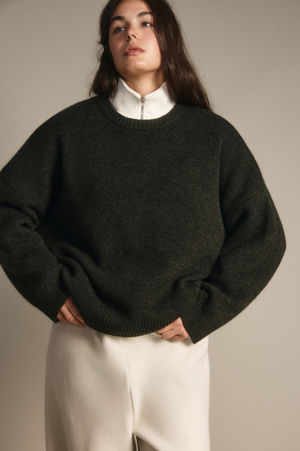 Джемпер вязаный с шерстью - цвет зеленый - 2