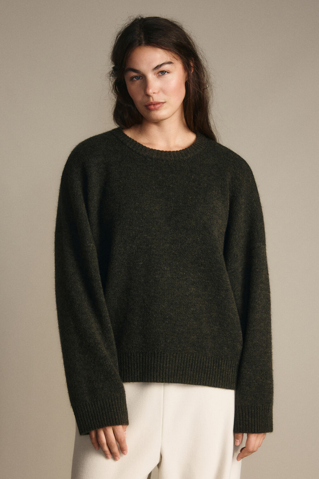Джемпер вязаный с шерстью - цвет зеленый - 3