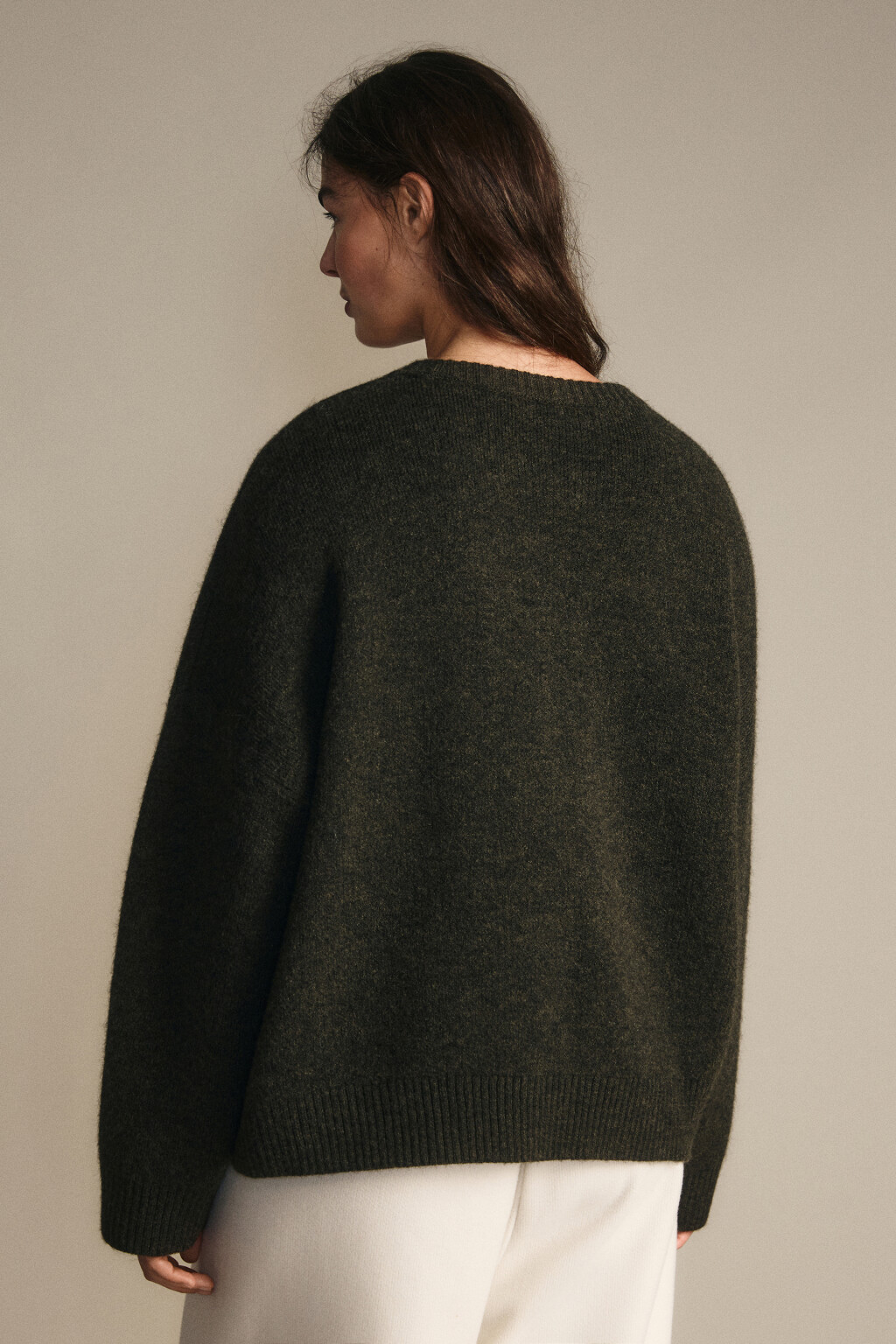 Джемпер вязаный с шерстью - цвет зеленый - 4