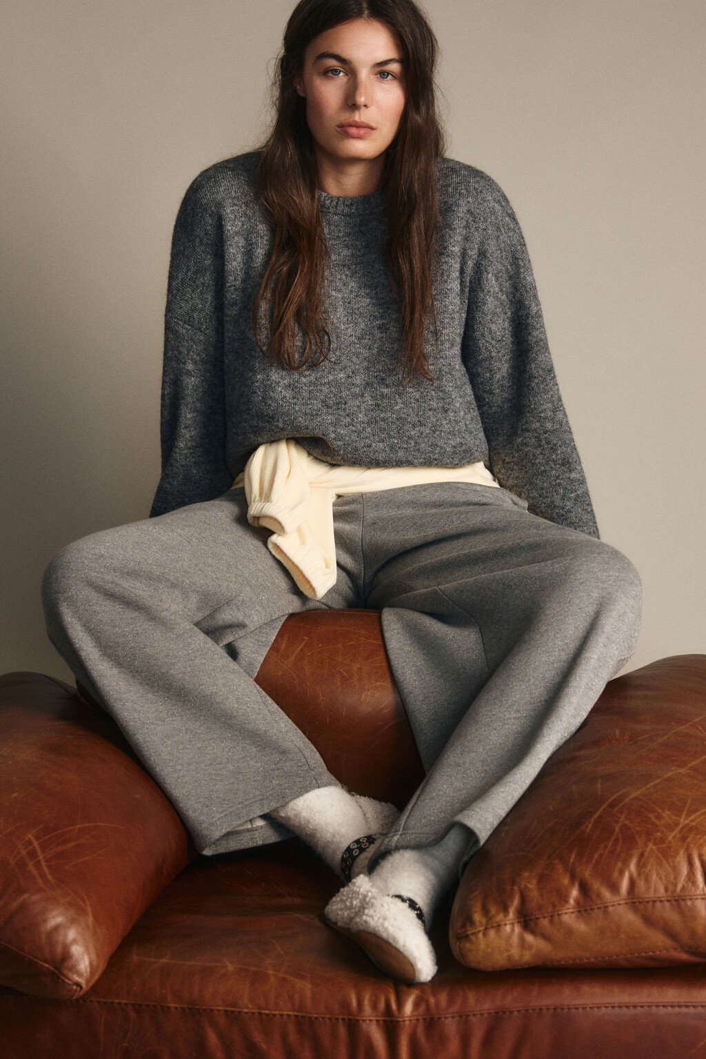 Джемпер вязаный с шерстью - цвет серый - 1