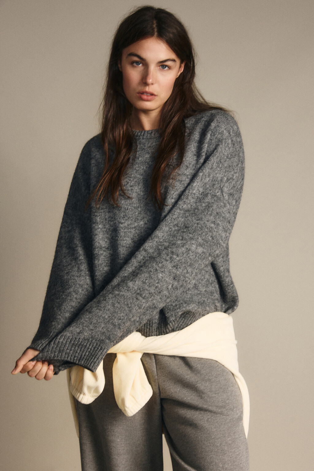 Джемпер вязаный с шерстью - цвет серый - 2