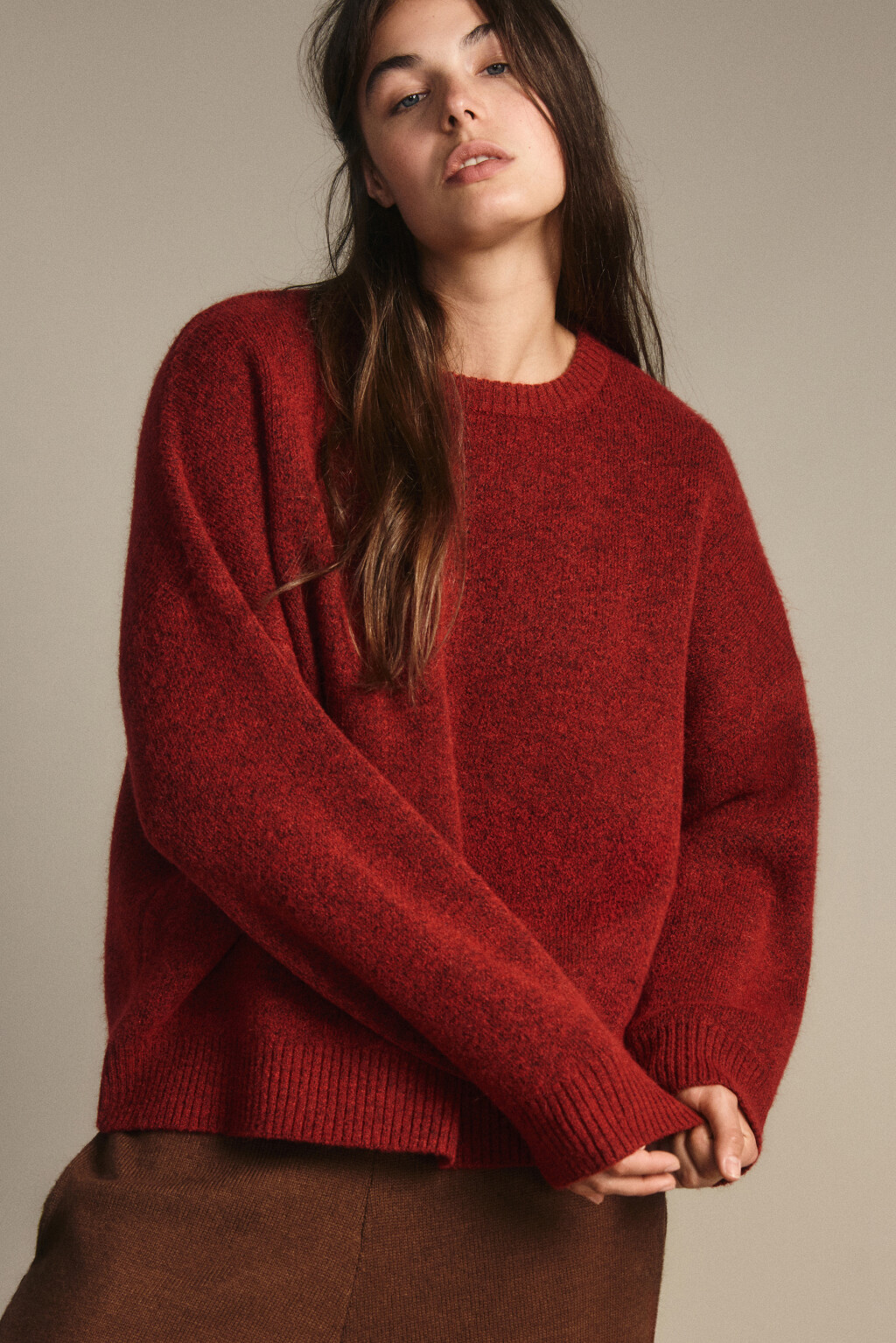 Джемпер вязаный с шерстью - цвет красный - 1