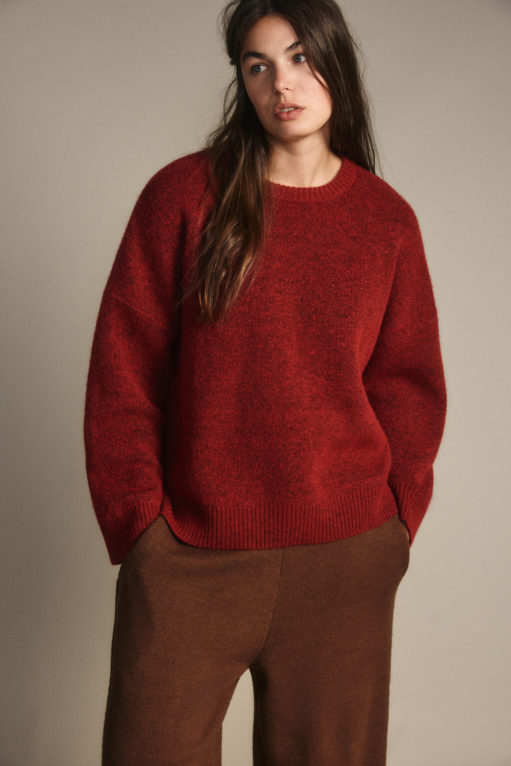 Джемпер вязаный с шерстью - цвет красный - 2