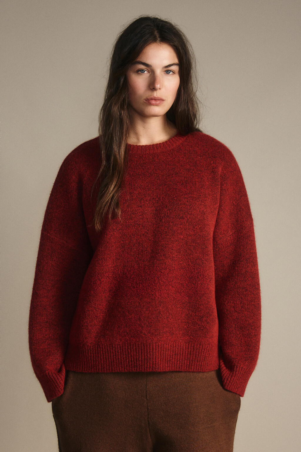 Джемпер вязаный с шерстью - цвет красный - 3