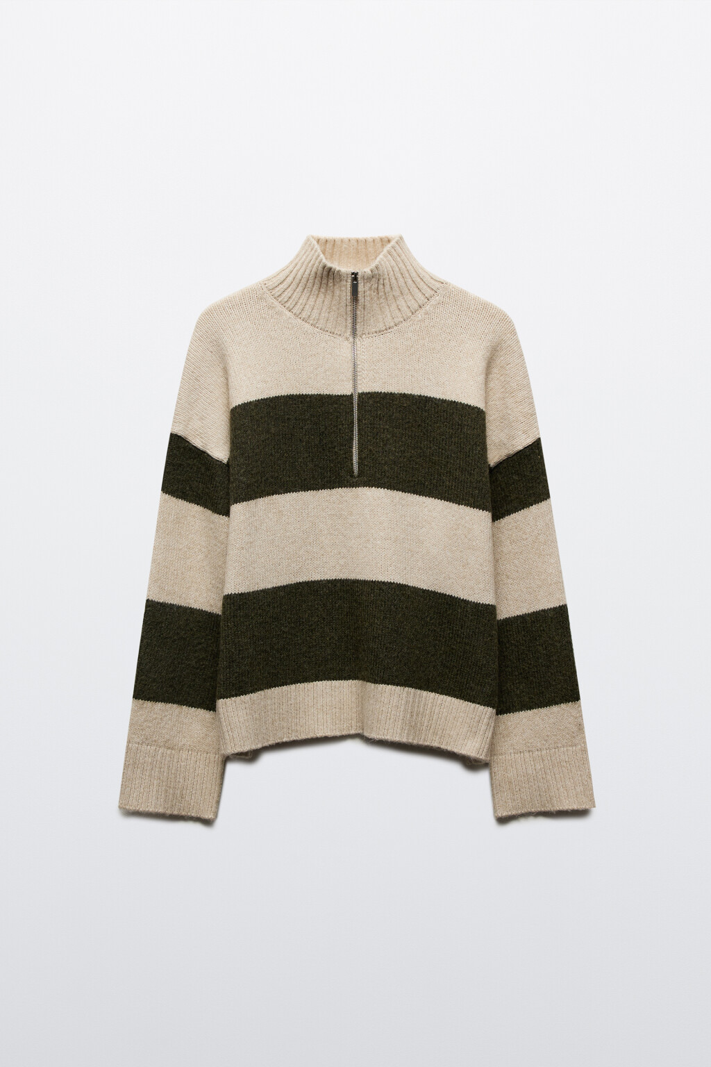 Свитер с воротником на молнии - цвет зеленый - 7