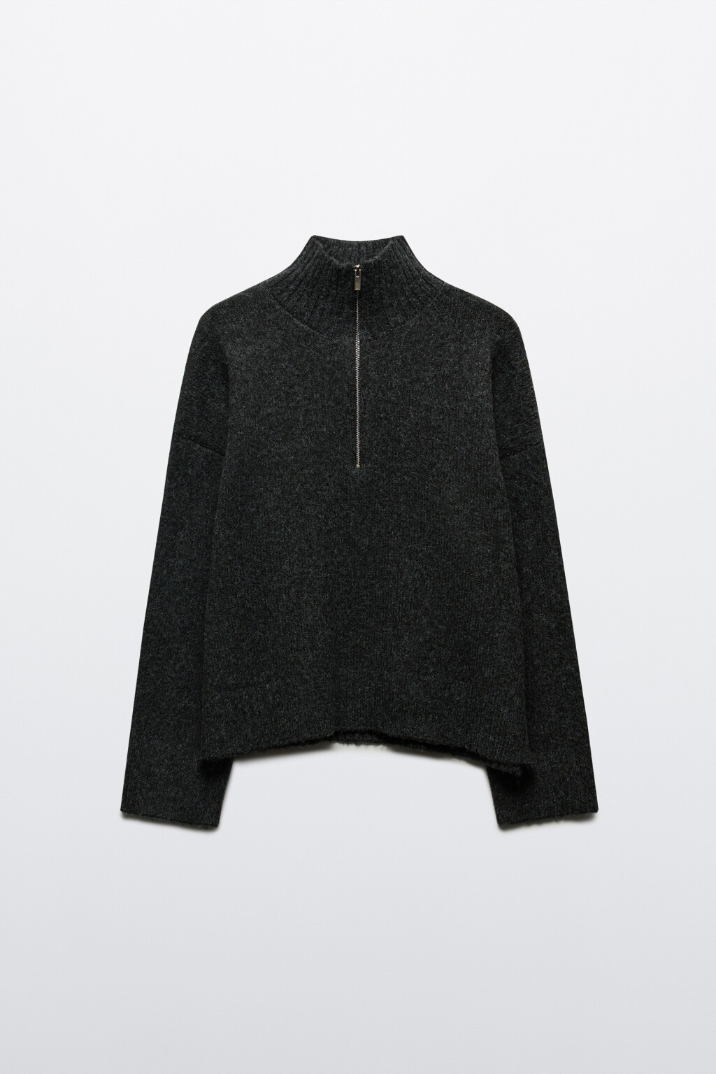 Свитер с воротником на молнии - цвет серый - 7
