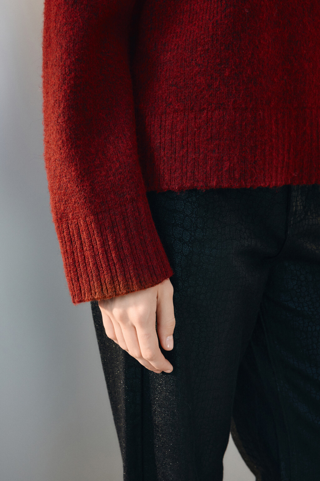 Свитер с воротником на молнии - цвет бордовый - 7