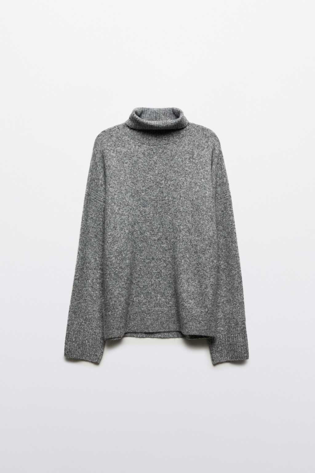 Свитер свободный с воротником - цвет серый - 7