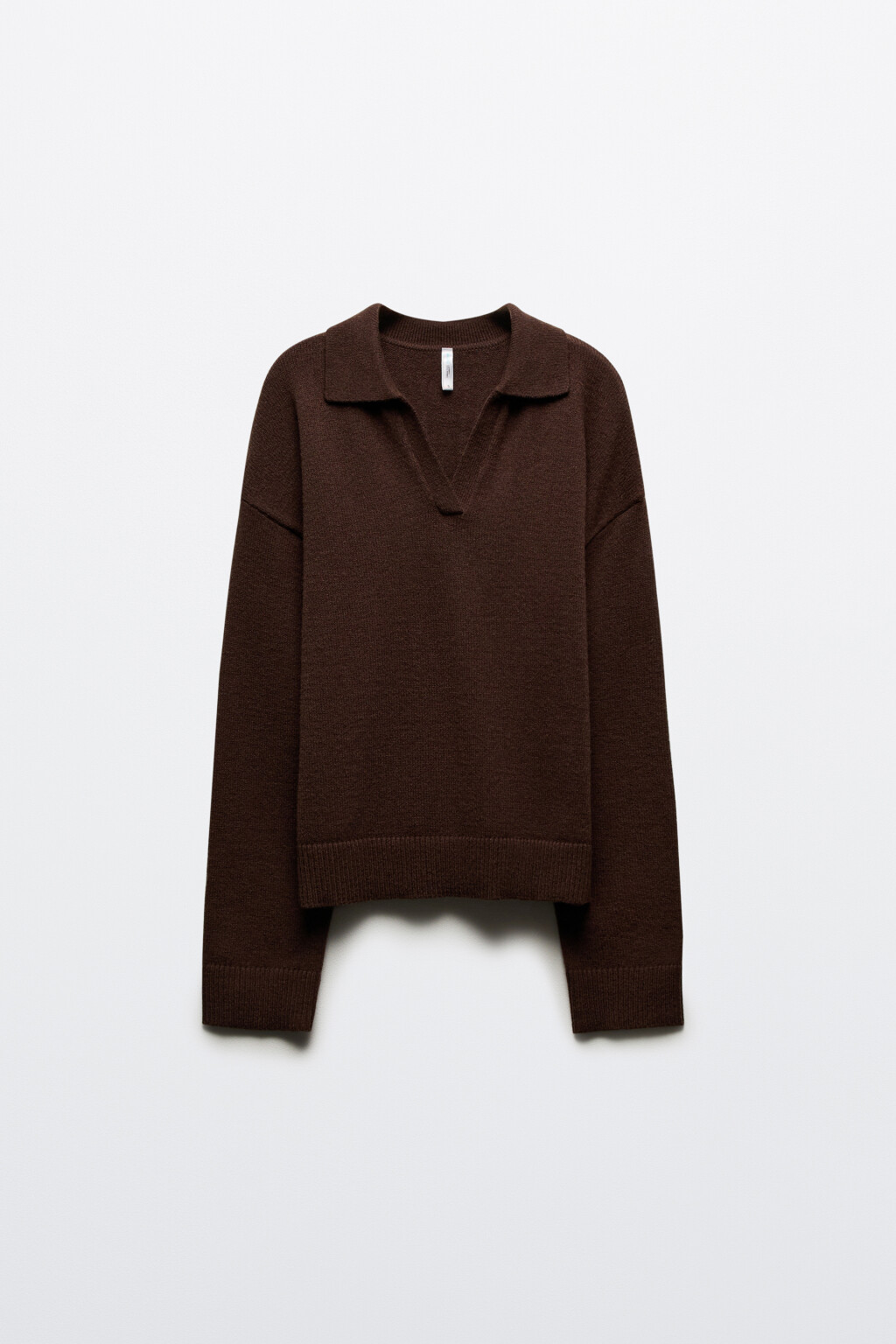 Джемпер с воротником и V-вырезом - цвет коричневый - 7