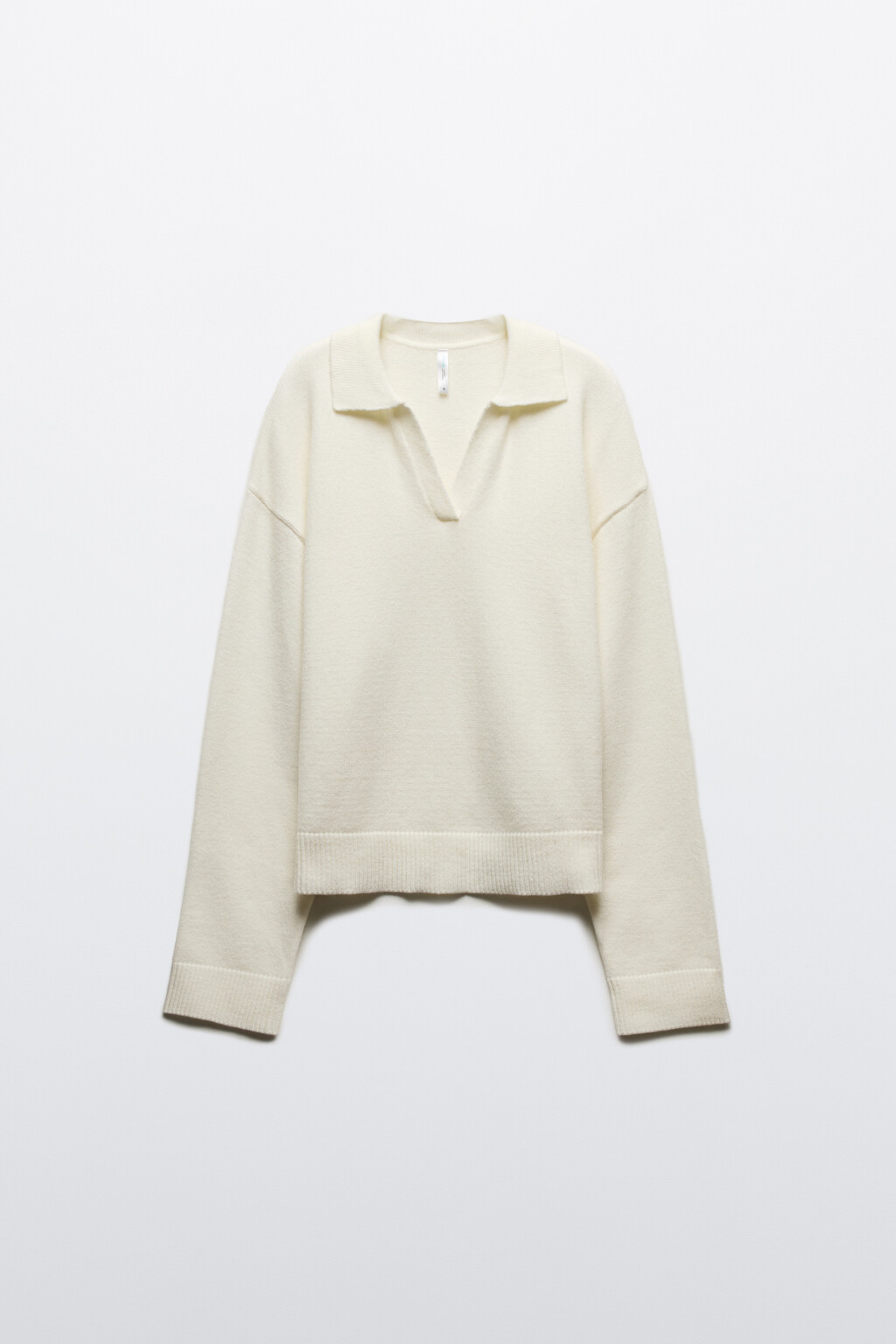 Джемпер с воротником и V-вырезом - цвет молочный - 7