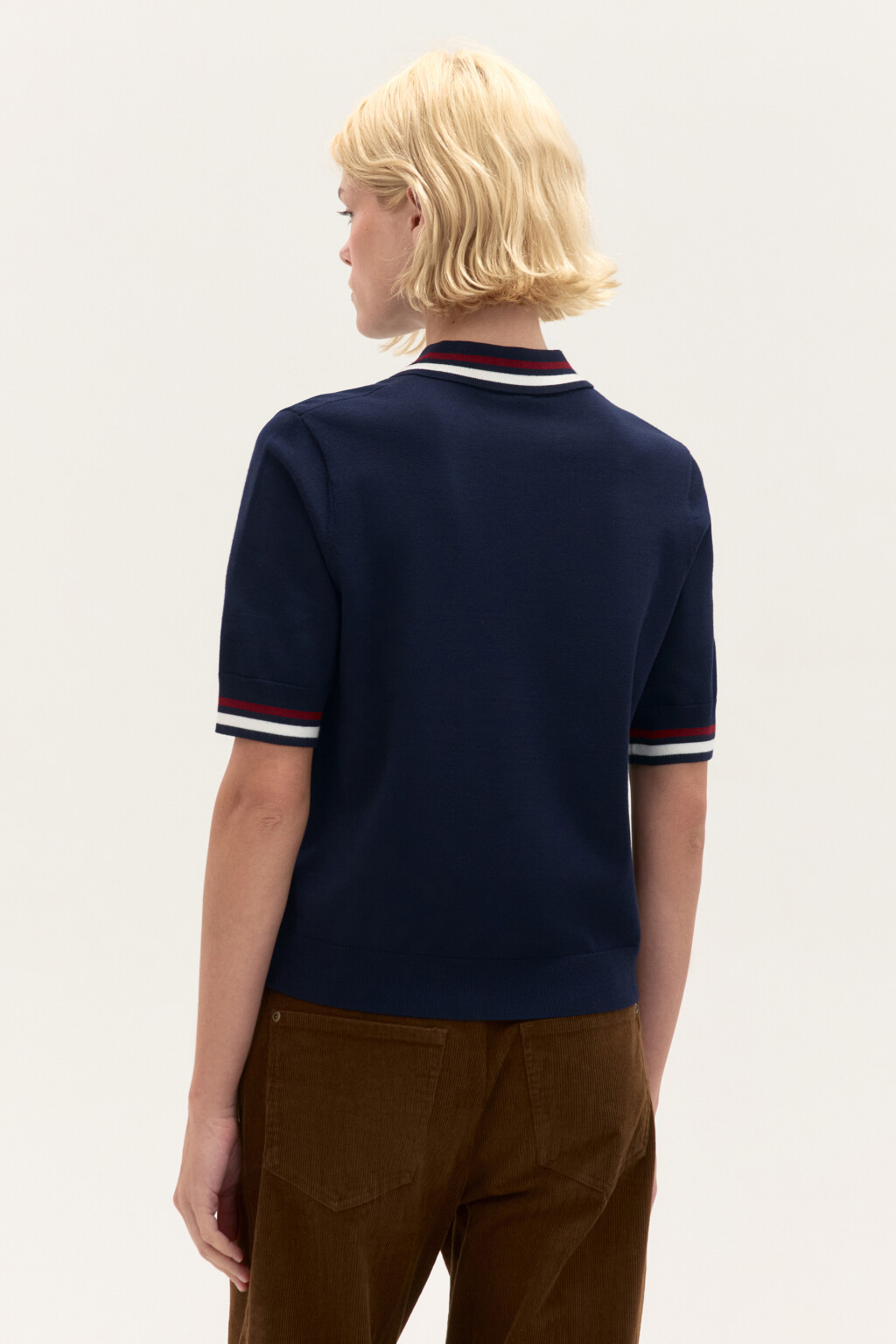 Джемпер-поло вязаный из вискозы - цвет синий - 4