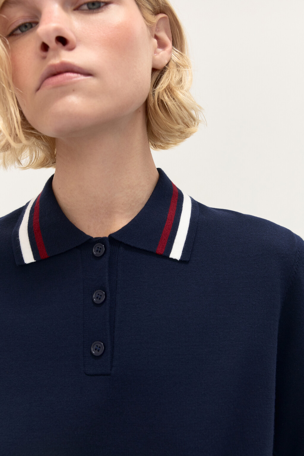 Джемпер-поло вязаный из вискозы - цвет синий - 7