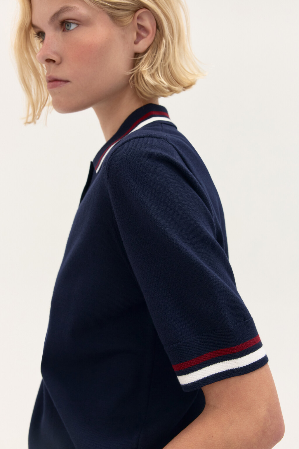 Джемпер-поло вязаный из вискозы - цвет синий - 8