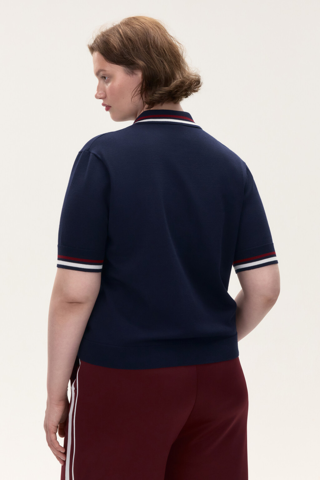 Джемпер-поло вязаный из вискозы - цвет синий - 3