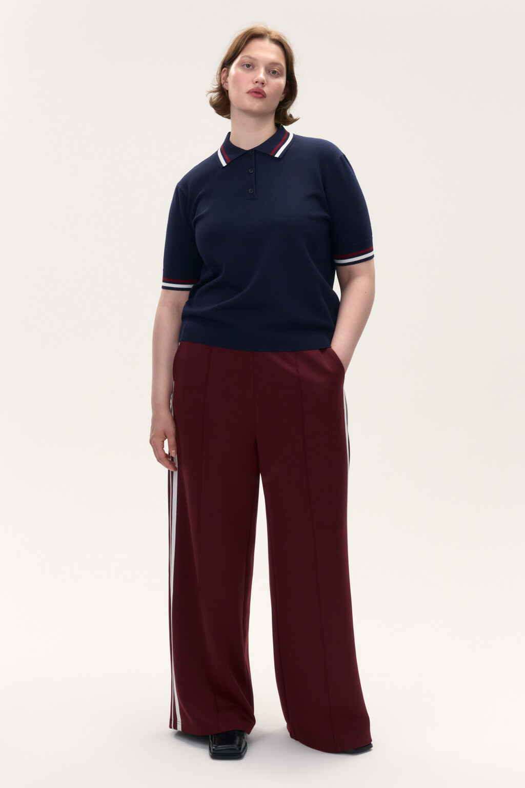 Джемпер-поло вязаный из вискозы - цвет синий - 4