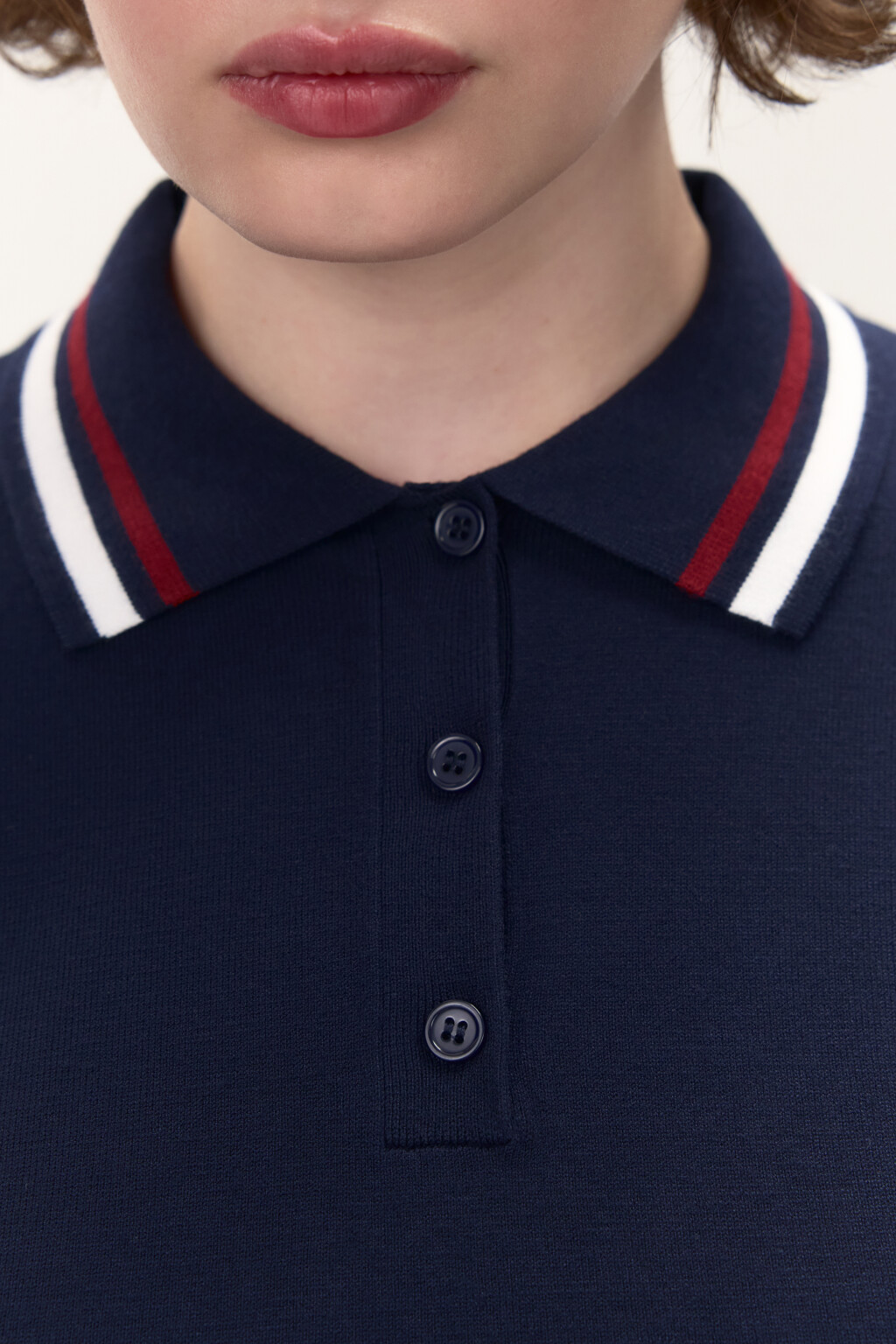 Джемпер-поло вязаный из вискозы - цвет синий - 5