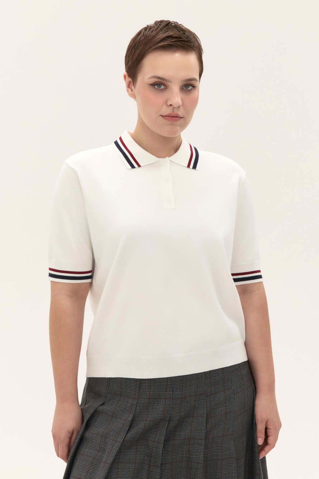 Джемпер-поло вязаный из вискозы - цвет молочный - 3