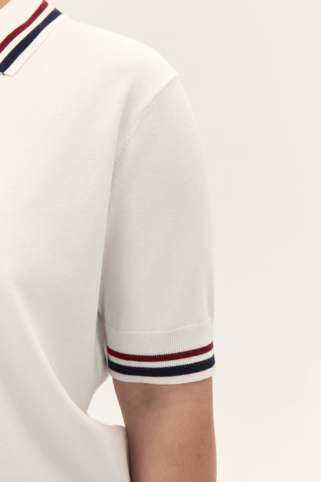 Джемпер-поло вязаный из вискозы - цвет молочный - 6