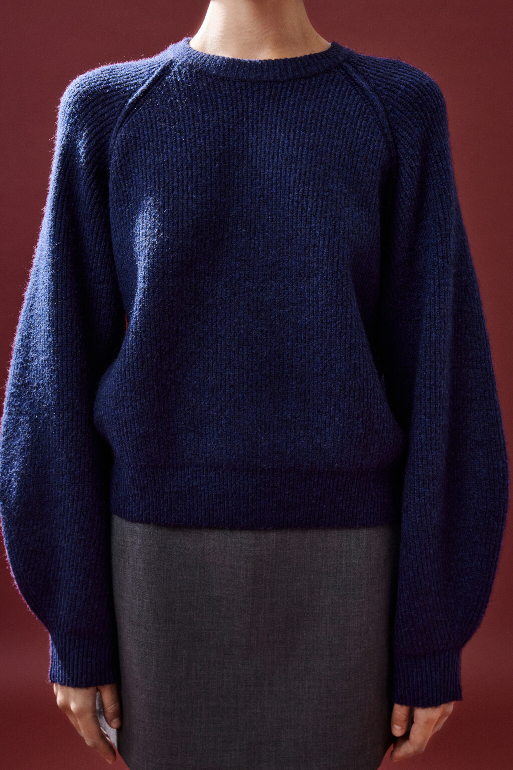 Джемпер вязаный с рукавами-реглан - цвет голубой - 6