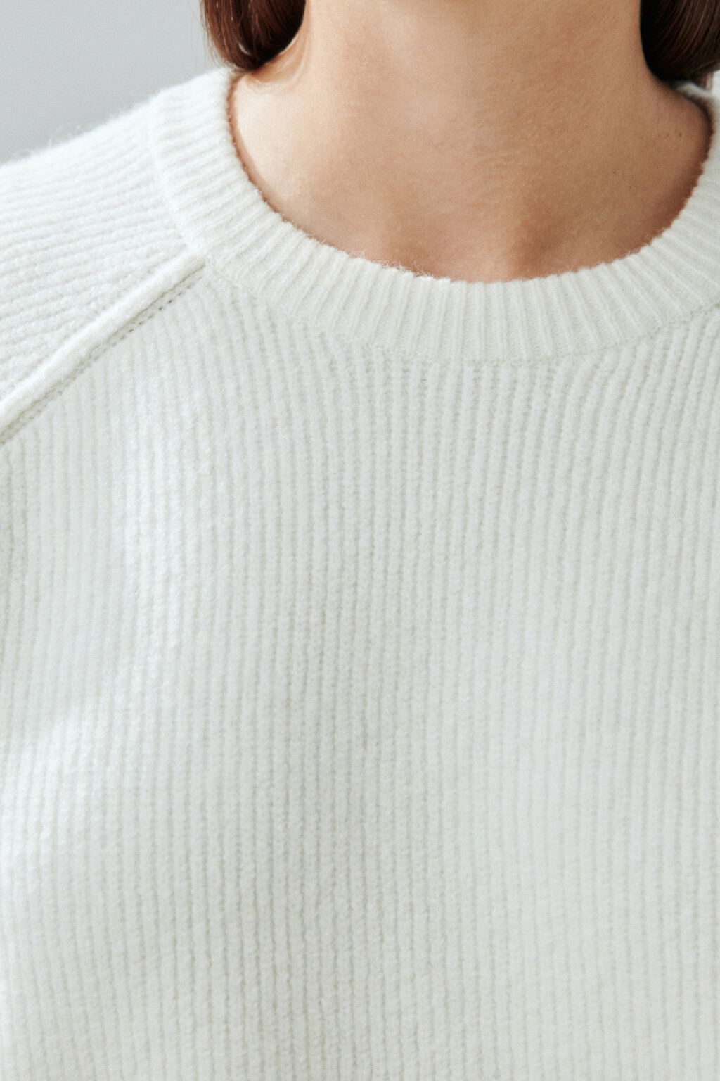 Джемпер вязаный с рукавами-реглан - цвет молочный - 5