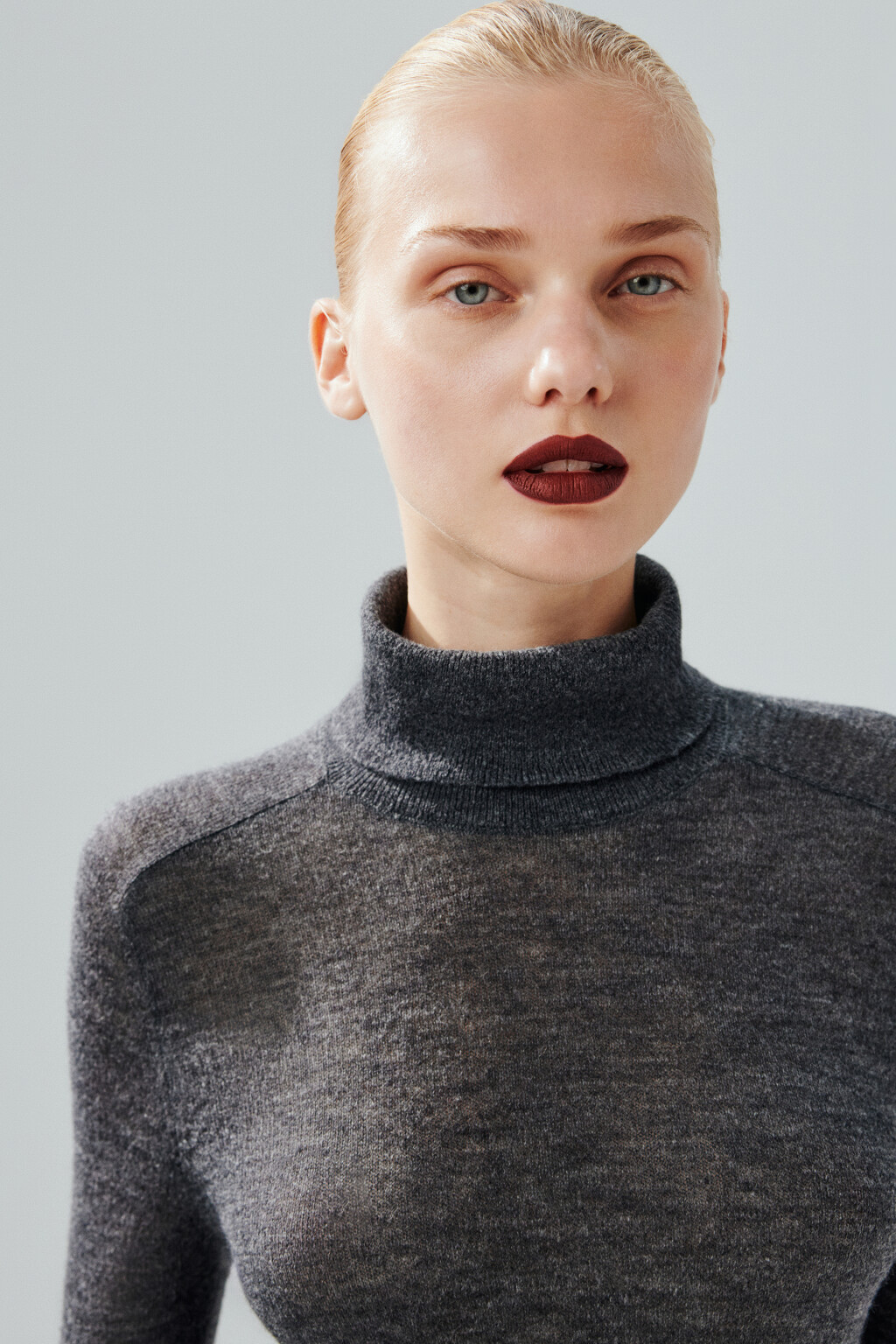 Водолазка тонкой вязки с шерстью - цвет серый - 6