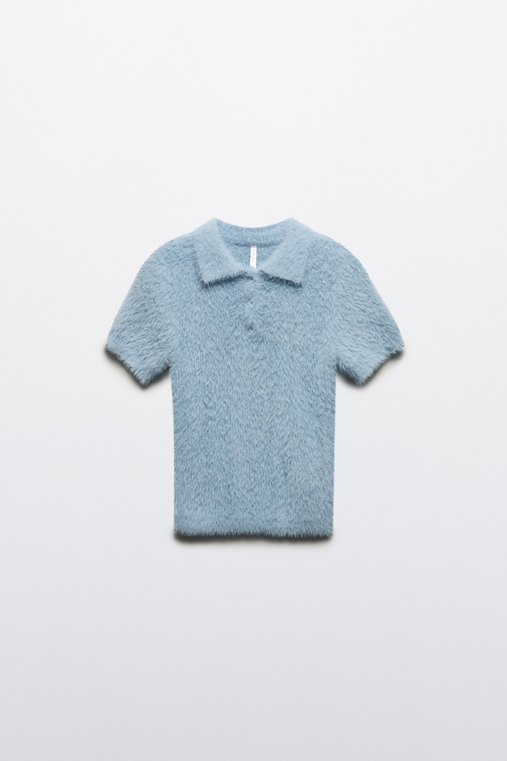 Джемпер-поло из пушистой пряжи - цвет голубой - 8