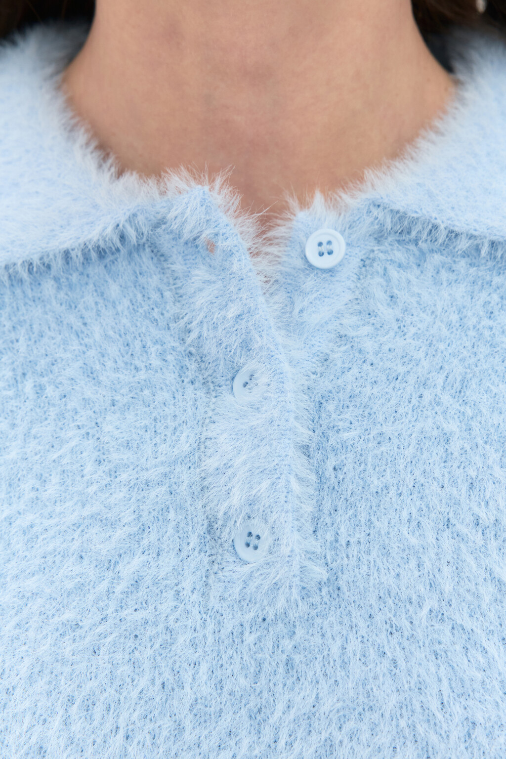 Джемпер-поло из пушистой пряжи - цвет голубой - 6