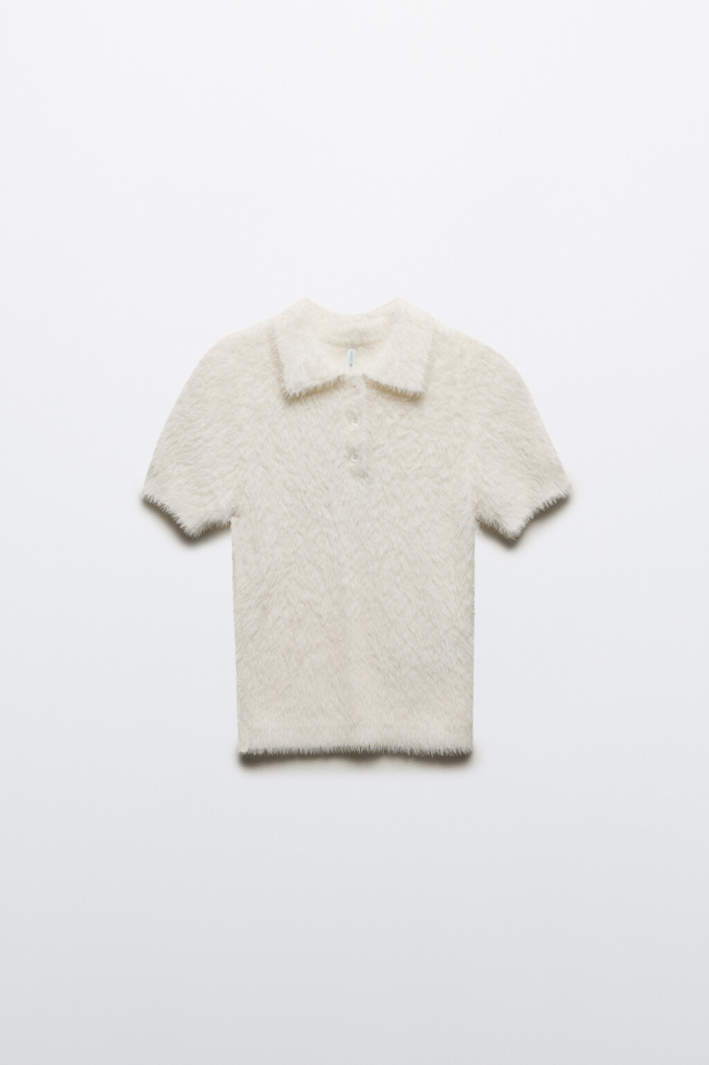 Джемпер-поло из пушистой пряжи - цвет молочный - 7