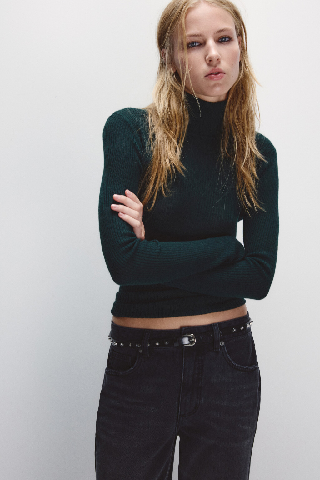 Водолазка тонкая из шерсти мериноса - цвет зеленый - 1