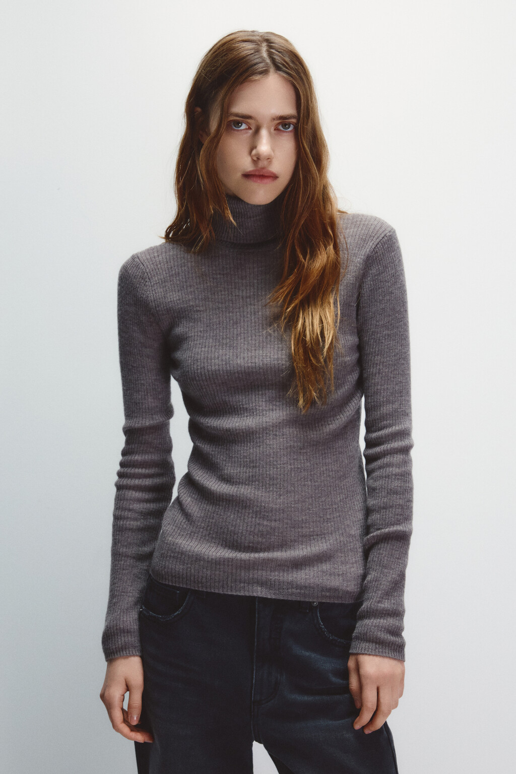 Водолазка тонкая из шерсти мериноса - цвет бежевый - 2