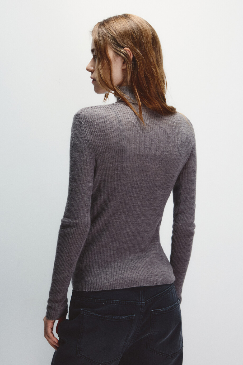 Водолазка тонкая из шерсти мериноса - цвет бежевый - 3