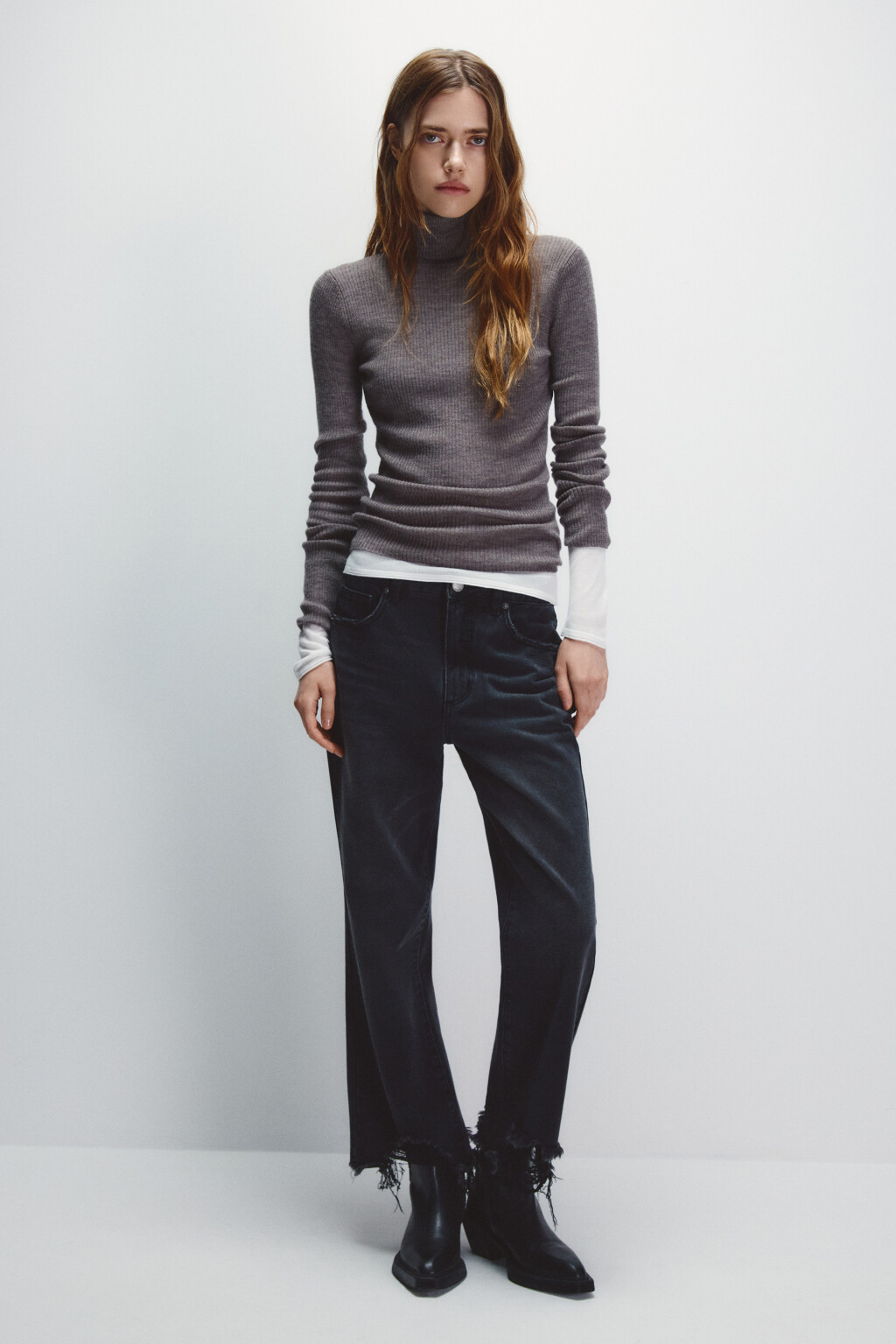 Водолазка тонкая из шерсти мериноса - цвет бежевый - 4