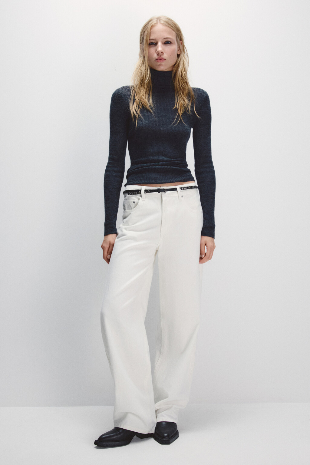 Водолазка тонкая из шерсти мериноса - цвет серый - 4