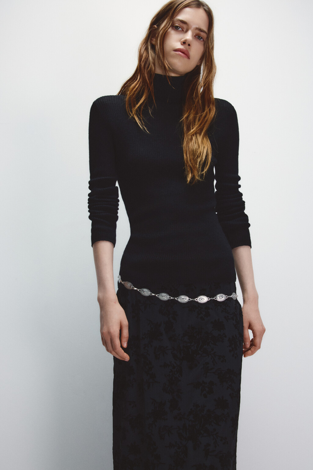 Водолазка тонкая из шерсти мериноса - цвет черный - 1