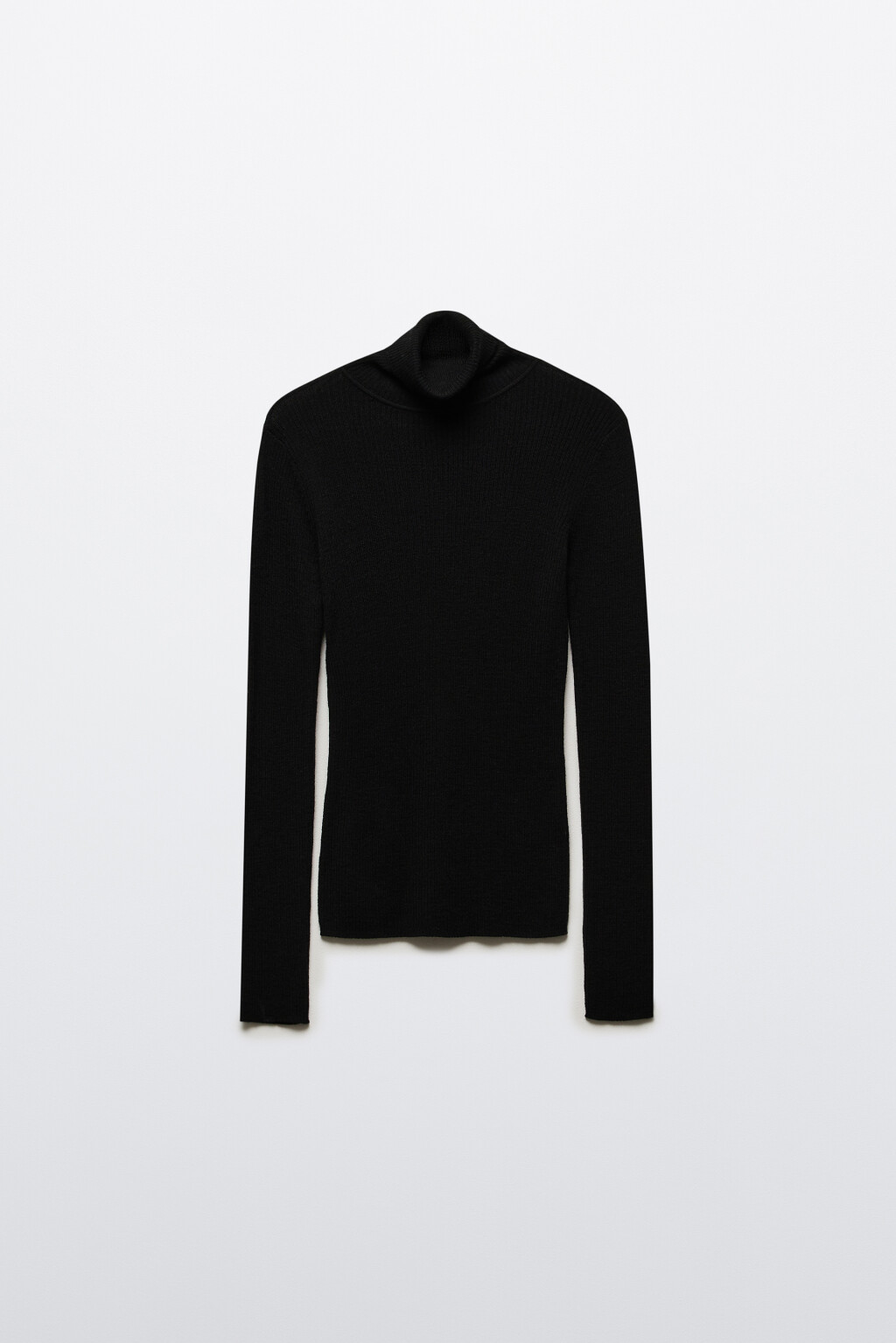Водолазка тонкая из шерсти мериноса - цвет черный - 7