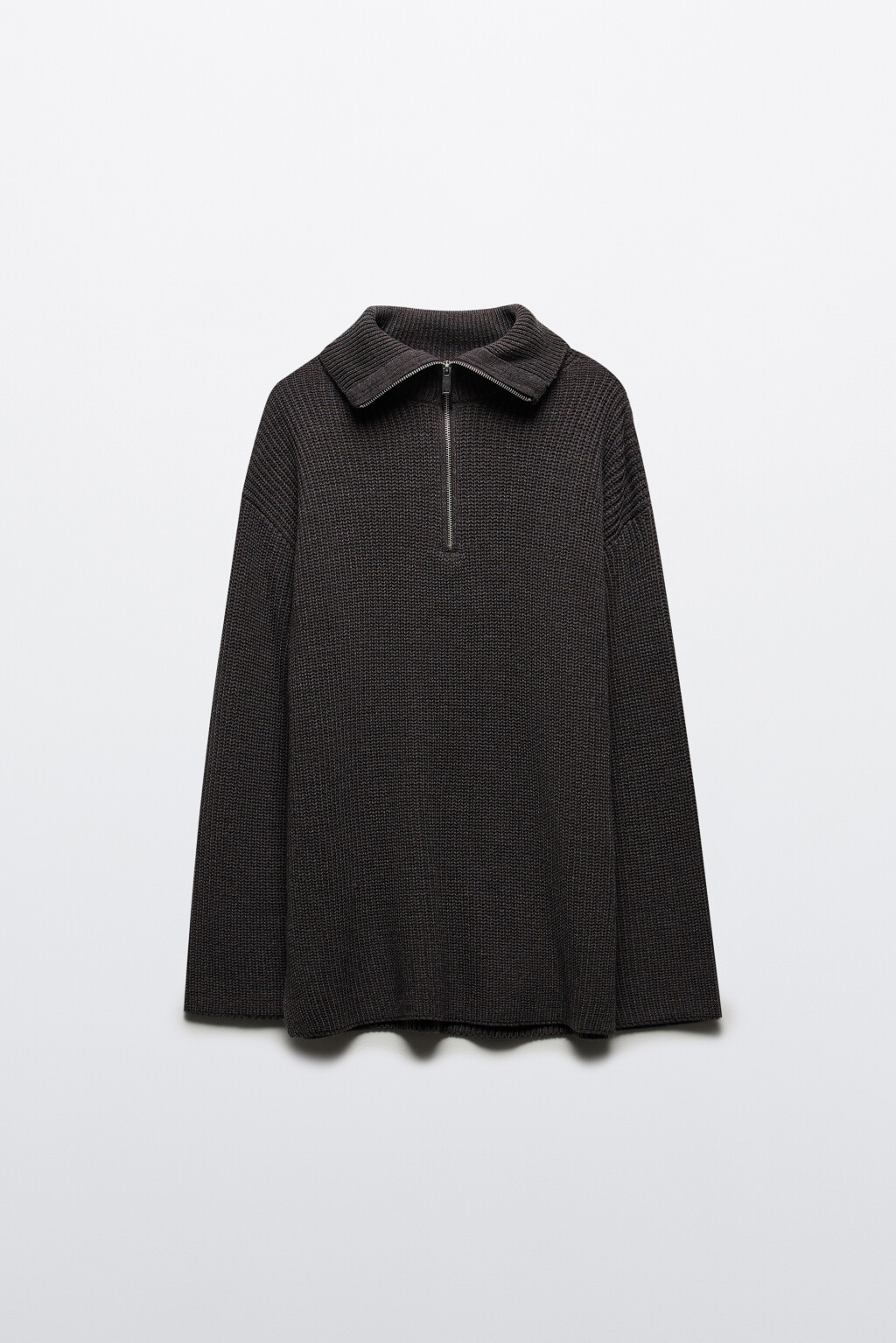 Свитер с воротником на молнии - цвет серый - 7