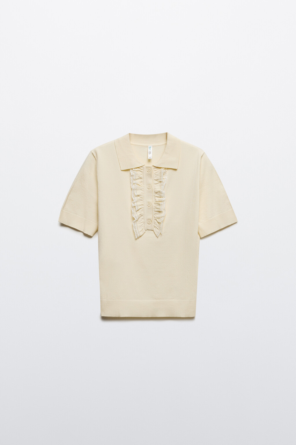 Джемпер-поло вискозный с рюшами - цвет ванильный - 7
