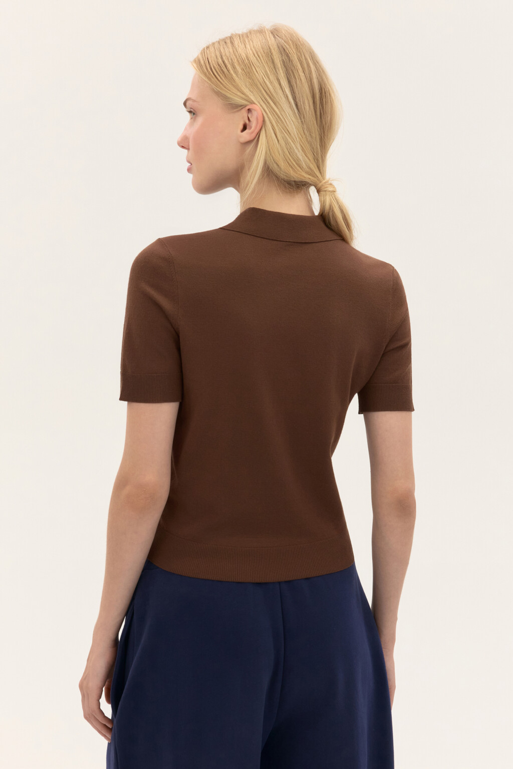 Джемпер-поло вискозный с рюшами - цвет бежевый - 3