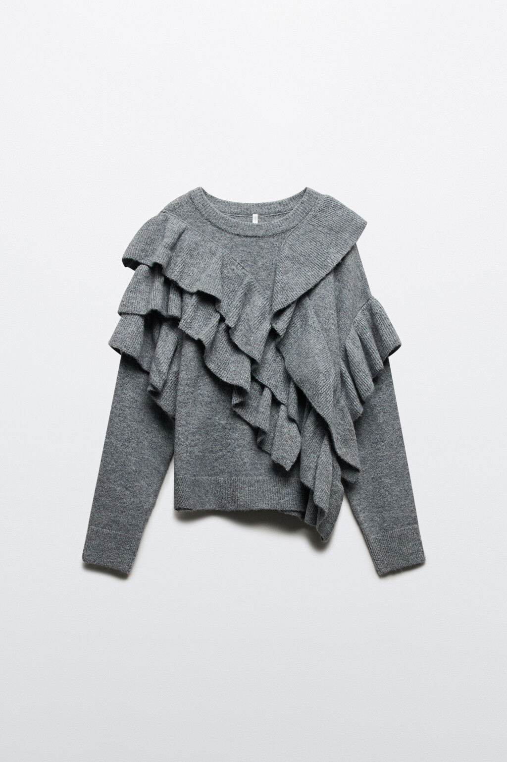 Джемпер вязаный с воланами - цвет серый - 7