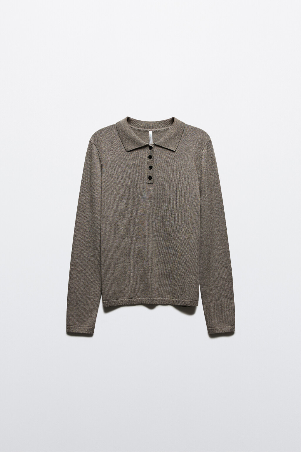 Джемпер-поло тонкой вязки - цвет бежевый - 8