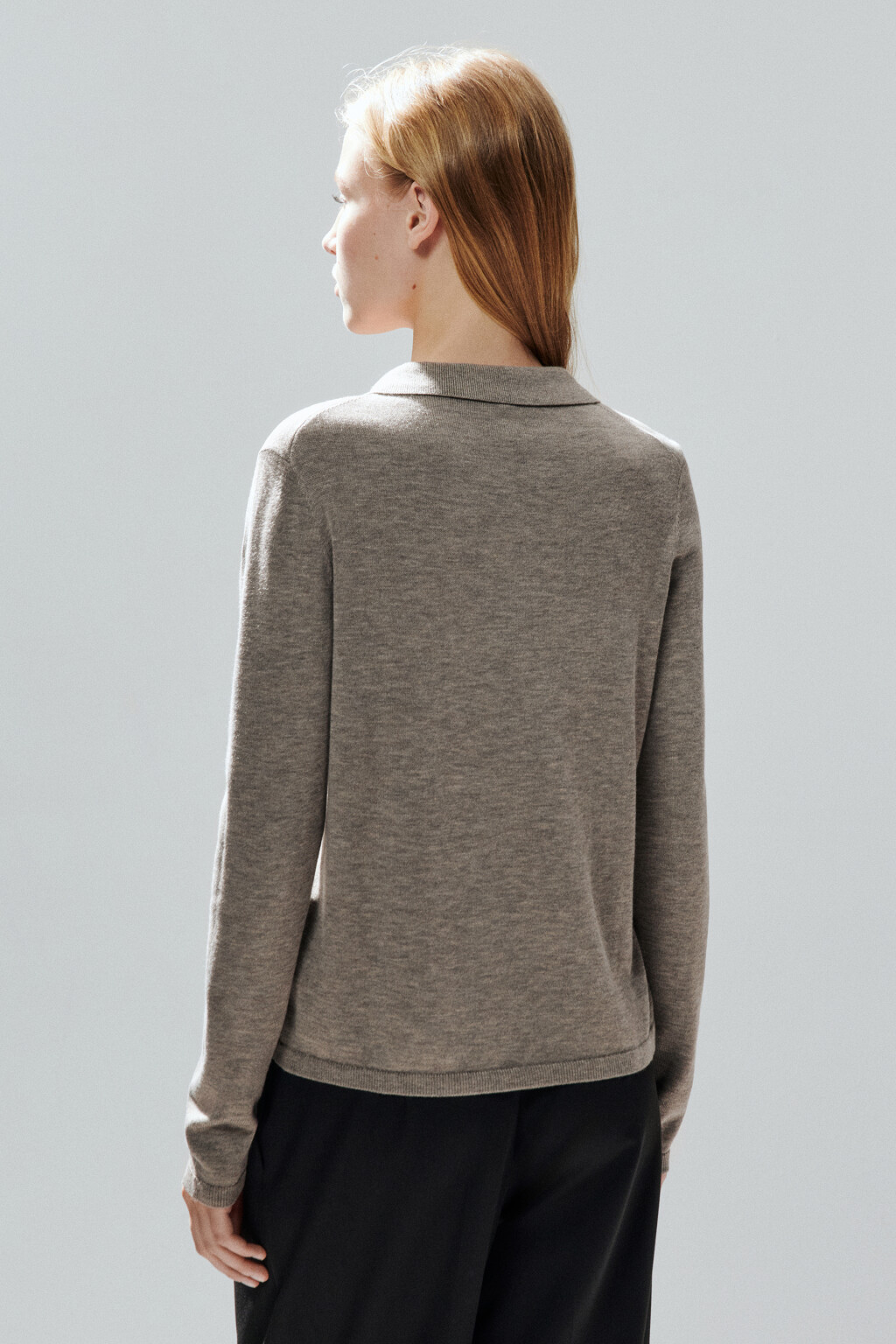 Джемпер-поло тонкой вязки - цвет бежевый - 4