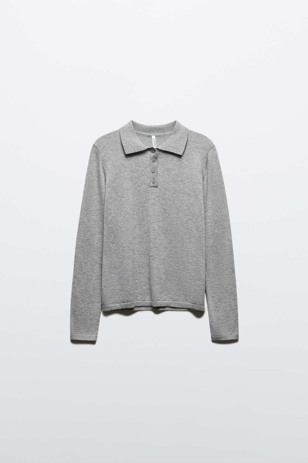 Джемпер-поло тонкой вязки - цвет серый - 8