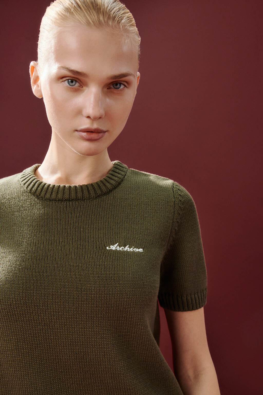 Джемпер вязаный с короткими рукавами - цвет зеленый - 7