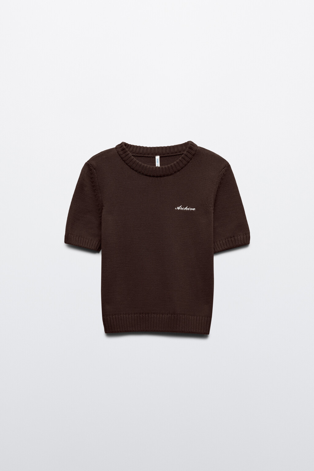 Джемпер вязаный с короткими рукавами - цвет коричневый - 8