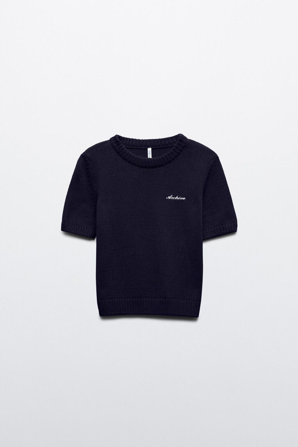 Джемпер вязаный с короткими рукавами - цвет синий - 8